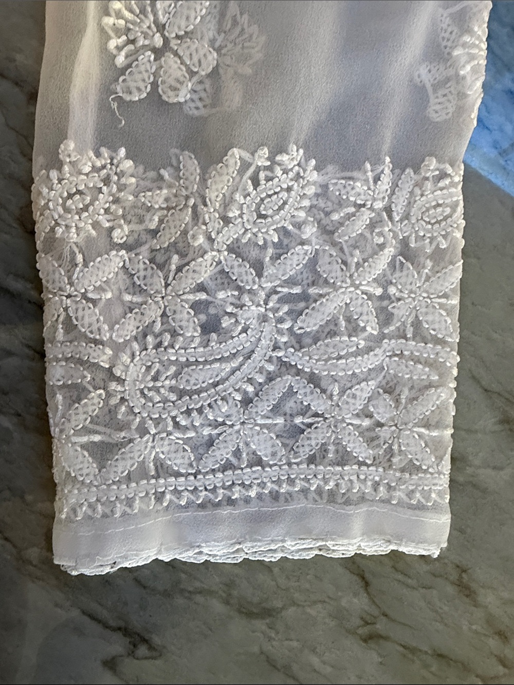 Sheer White Embroidered Button-Front Robe Cover-Up - Picture 14 of 16